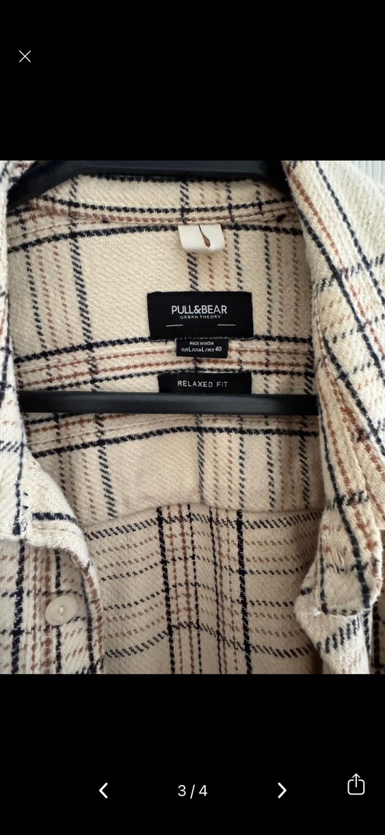 Bej Ekose Desenli Uzun Kollu Gömlek - Görsel 3