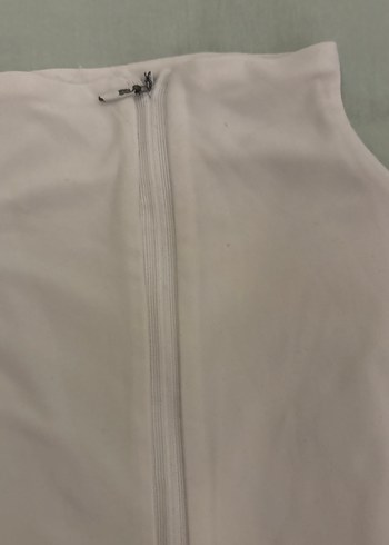 Kadın Beyaz Yarım Fermuarlı Yüksek penye spora uygun - Görsel 5