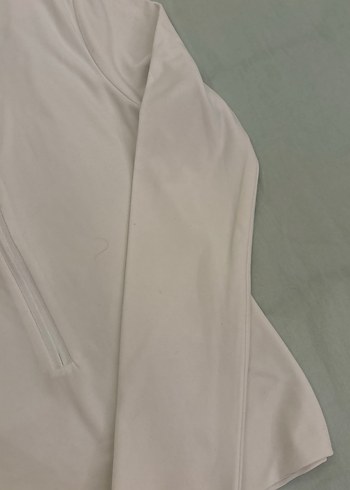 Kadın Beyaz Yarım Fermuarlı Yüksek penye spora uygun - Görsel 7