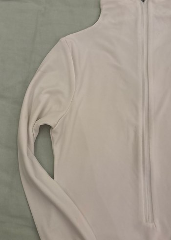 Kadın Beyaz Yarım Fermuarlı Yüksek penye spora uygun - Görsel 3