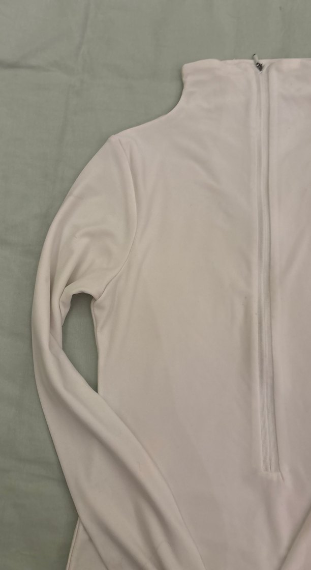 Kadın Beyaz Yarım Fermuarlı Yüksek penye spora uygun - Görsel 3