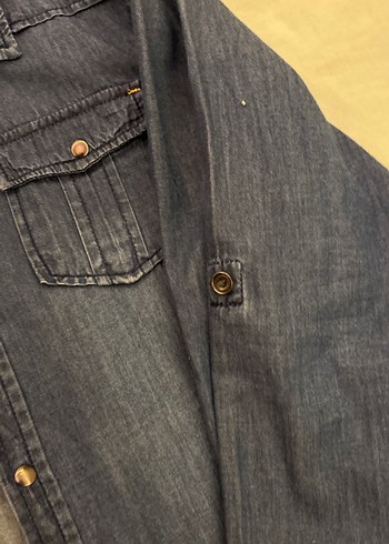 Mavi Nakışlı Rahat Kesim Erkek çocuk Kot gömlek - Görsel 3