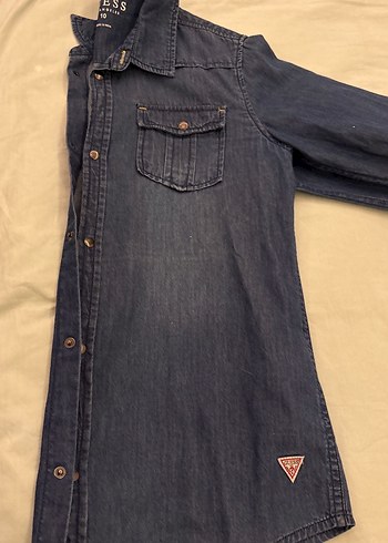 Mavi Nakışlı Rahat Kesim Erkek çocuk Kot gömlek - Görsel 2