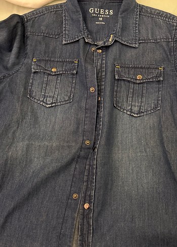 Mavi Nakışlı Rahat Kesim Erkek çocuk Kot gömlek - Görsel 4