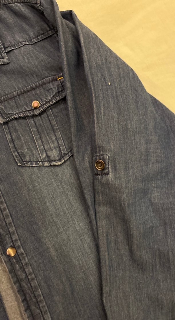 Mavi Nakışlı Rahat Kesim Erkek çocuk Kot gömlek - Görsel 3