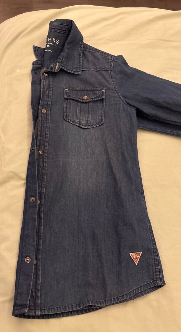 Mavi Nakışlı Rahat Kesim Erkek çocuk Kot gömlek - Görsel 2