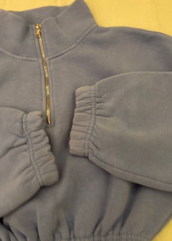 Kadın lila  Fermuarlı Yüksek Yakalı Sweatshirt - Görsel 3