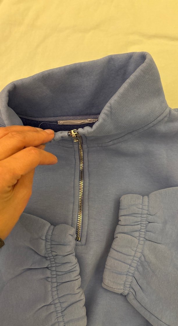 Kadın lila  Fermuarlı Yüksek Yakalı Sweatshirt - Görsel 2