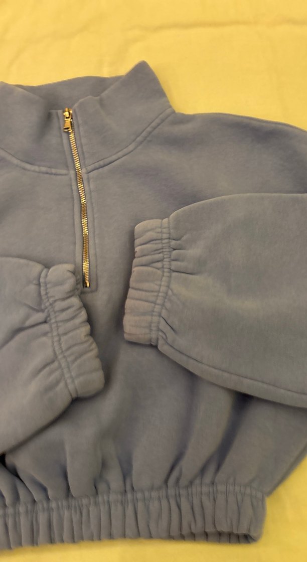 Kadın lila  Fermuarlı Yüksek Yakalı Sweatshirt - Görsel 3