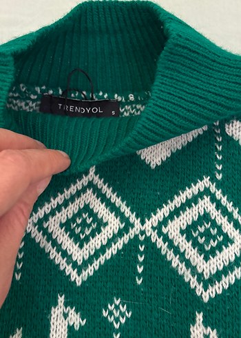 Yeşil Bohem Desenli Triko Kazak - Görsel 9