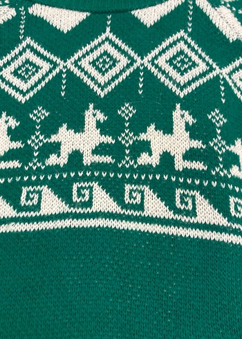 Yeşil Bohem Desenli Triko Kazak - Görsel 8