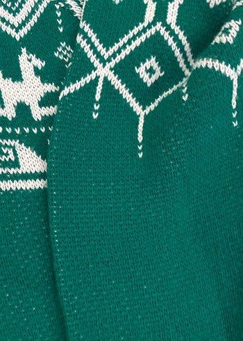 Yeşil Bohem Desenli Triko Kazak - Görsel 6