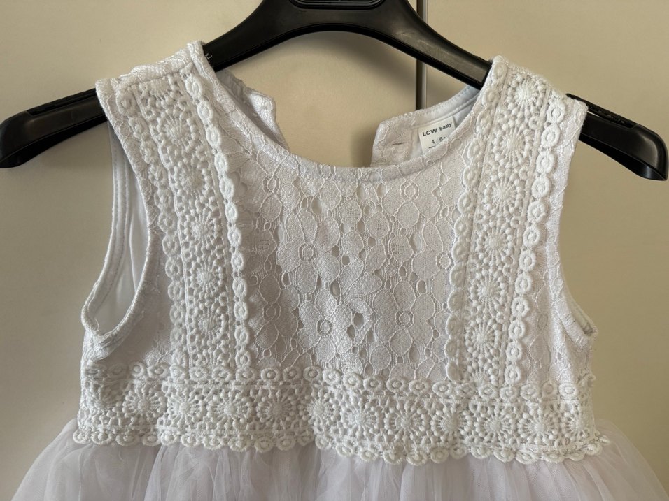 Kız Çocuk Beyaz Dantelli Elbise - Görsel 3