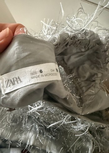 Zara Gri tüylü Mini Kız Abiye Elbise - Görsel 3