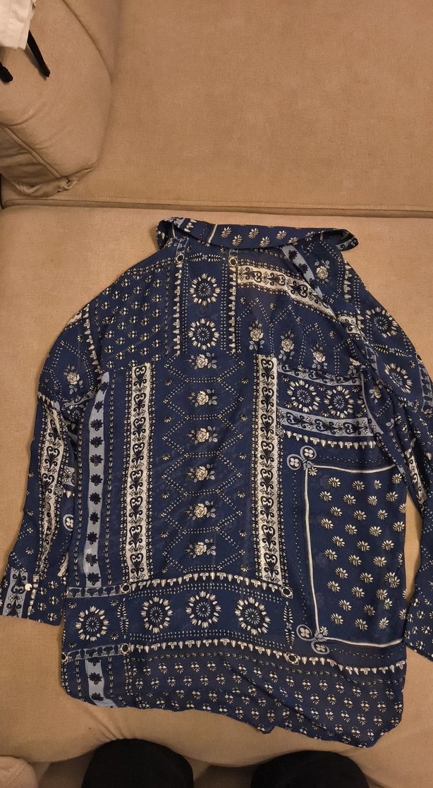 Bohem Tarz Desenli Uzun Kollu Kadın Gömlek - Görsel 2