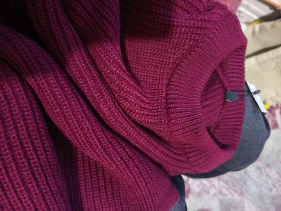 Bordo Oversize Triko Kadın Kazak - Görsel 2