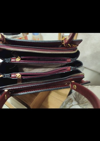 Bordo Deri Kadın Çanta - Modern Klasik - Görsel 4