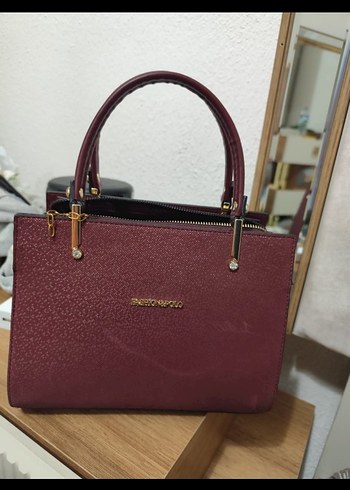 Bordo Deri Kadın Çanta - Modern Klasik - Görsel 2