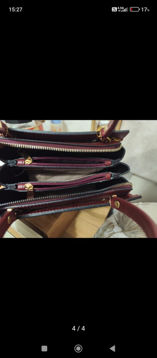 Bordo Deri Kadın Çanta - Modern Klasik - Görsel 4