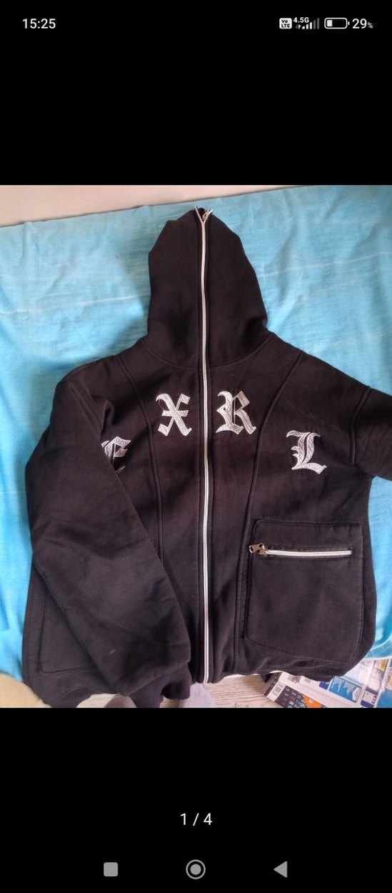 Siyah Kapüşonlu Erkek  Fermuarlı Ceket - Görsel 4