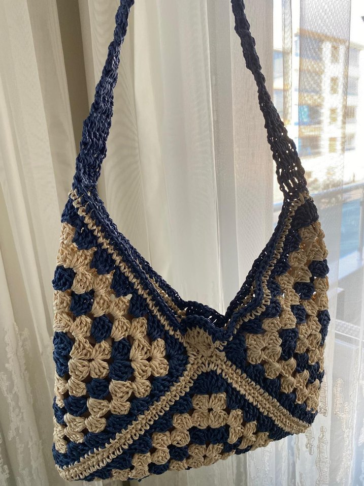 Vakko model kağıt ip örgü çanta - Görsel 2