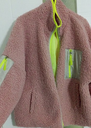 Pembe Fermuarlı Kadın Polar Ceket - Görsel 3