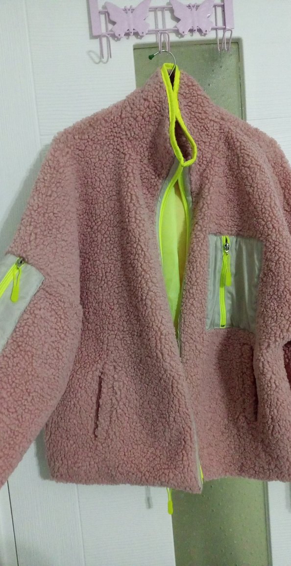 Pembe Fermuarlı Kadın Polar Ceket - Görsel 3