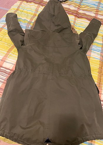 Kürk Detaylı haki yeşil Midi Kadın Mont - Görsel 4