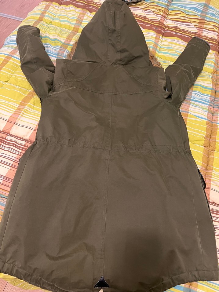 Kürk Detaylı haki yeşil Midi Kadın Mont - Görsel 4