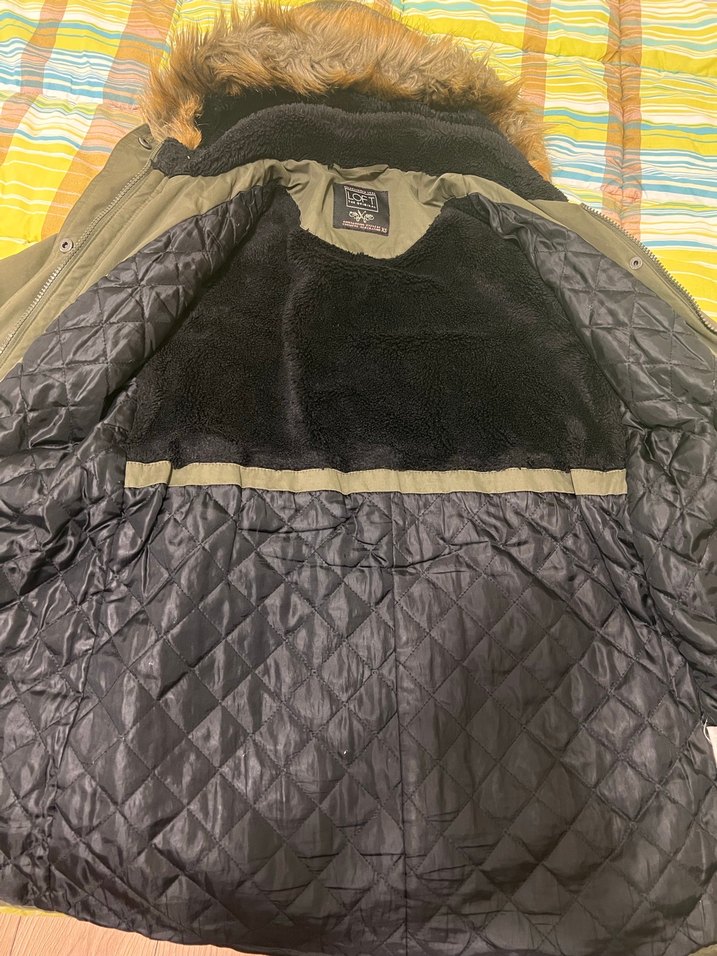 Kürk Detaylı haki yeşil Midi Kadın Mont - Görsel 3