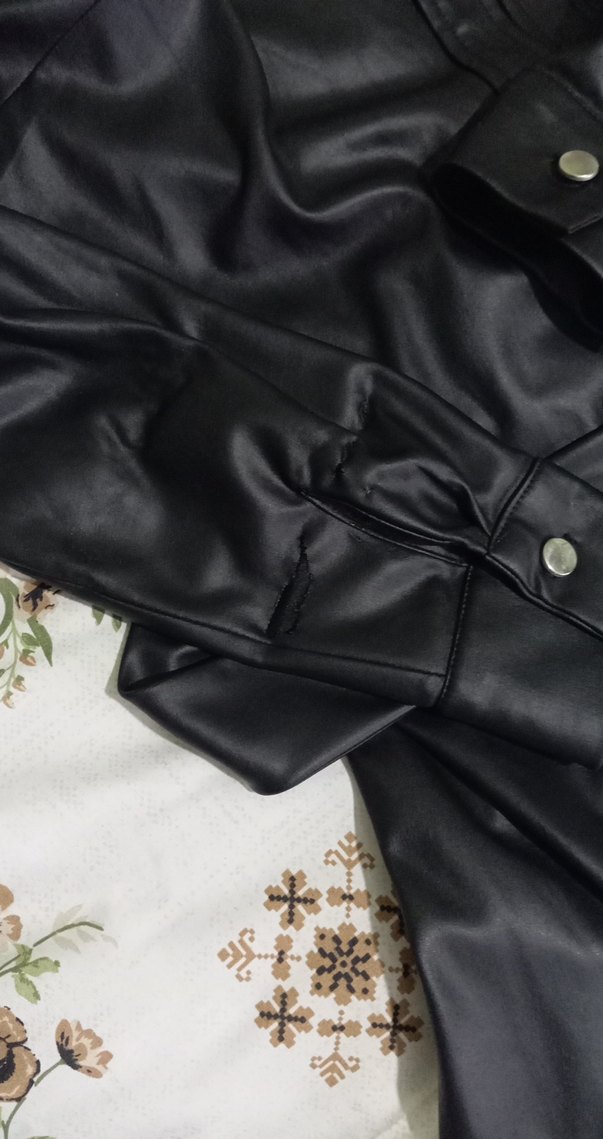 Kemerli Uzun Siyah Deri Kadın Ceket - Görsel 4