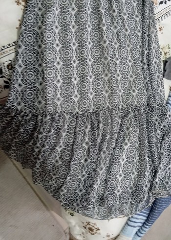 Bohem V Yaka Uzun Desenli Gri Elbise - Görsel 3