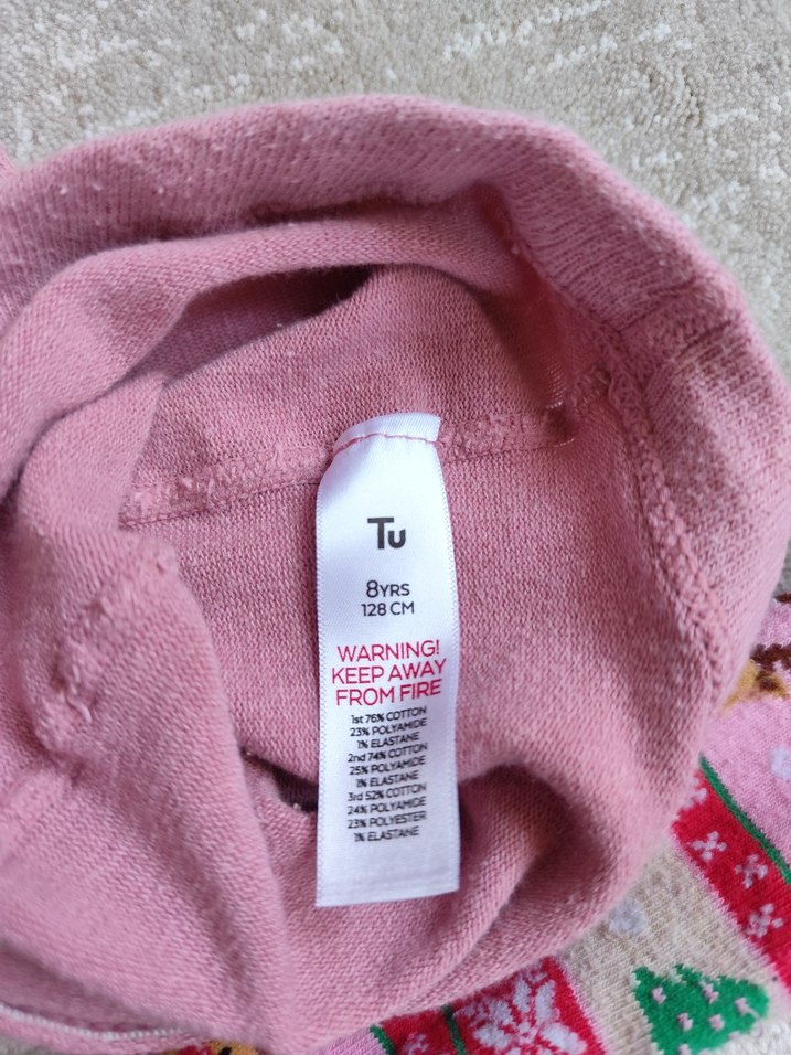 8 yaş Pembe ve yılbaşı temali Çocuk Külotlu Çorap - Görsel 4