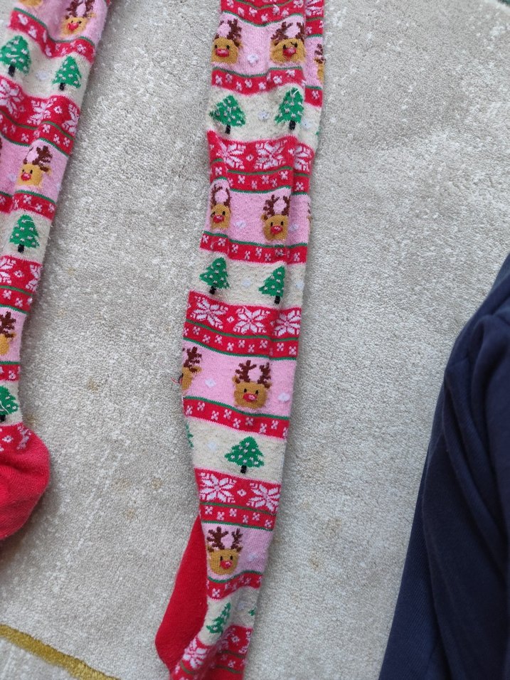 8 yaş Pembe ve yılbaşı temali Çocuk Külotlu Çorap - Görsel 2