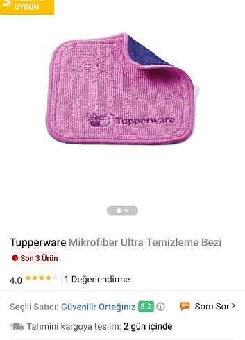 Beden Tupperware mikrofiber temizlik bezi