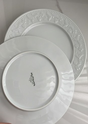 Kabartma Desenli Beyaz Tabak Seti 6 adet - Görsel 3