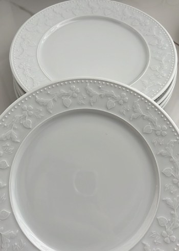 Kabartma Desenli Beyaz Tabak Seti 6 adet - Görsel 2