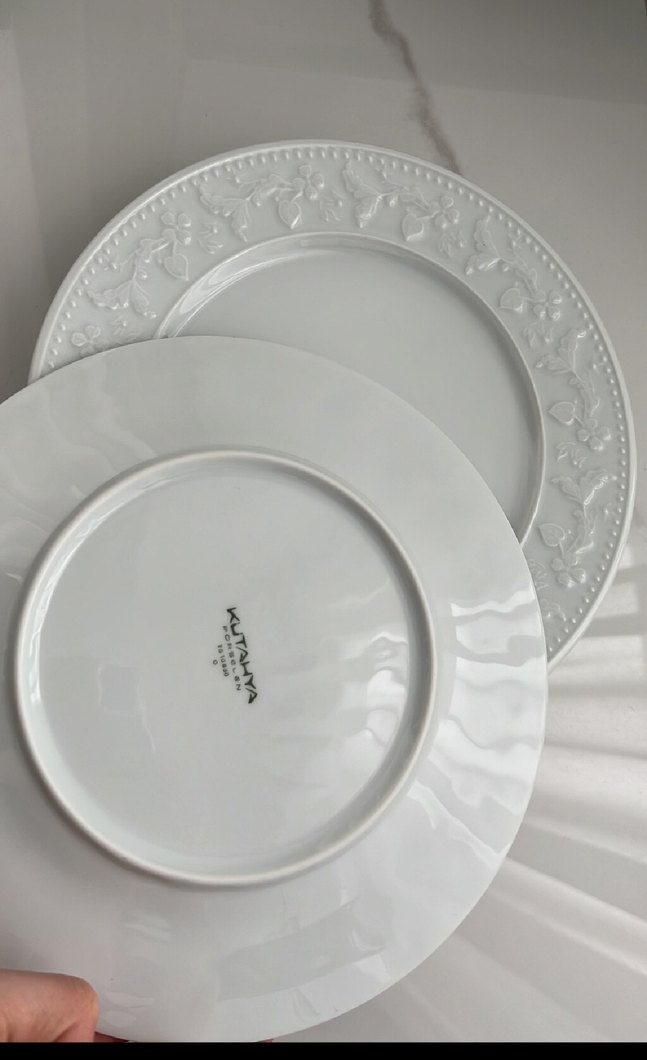 Kabartma Desenli Beyaz Tabak Seti 6 adet - Görsel 3