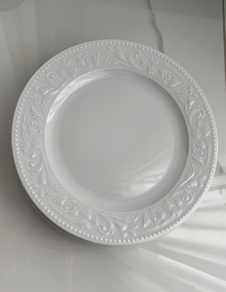 Kabartma Desenli Beyaz Tabak Seti 6 adet - Görsel 4