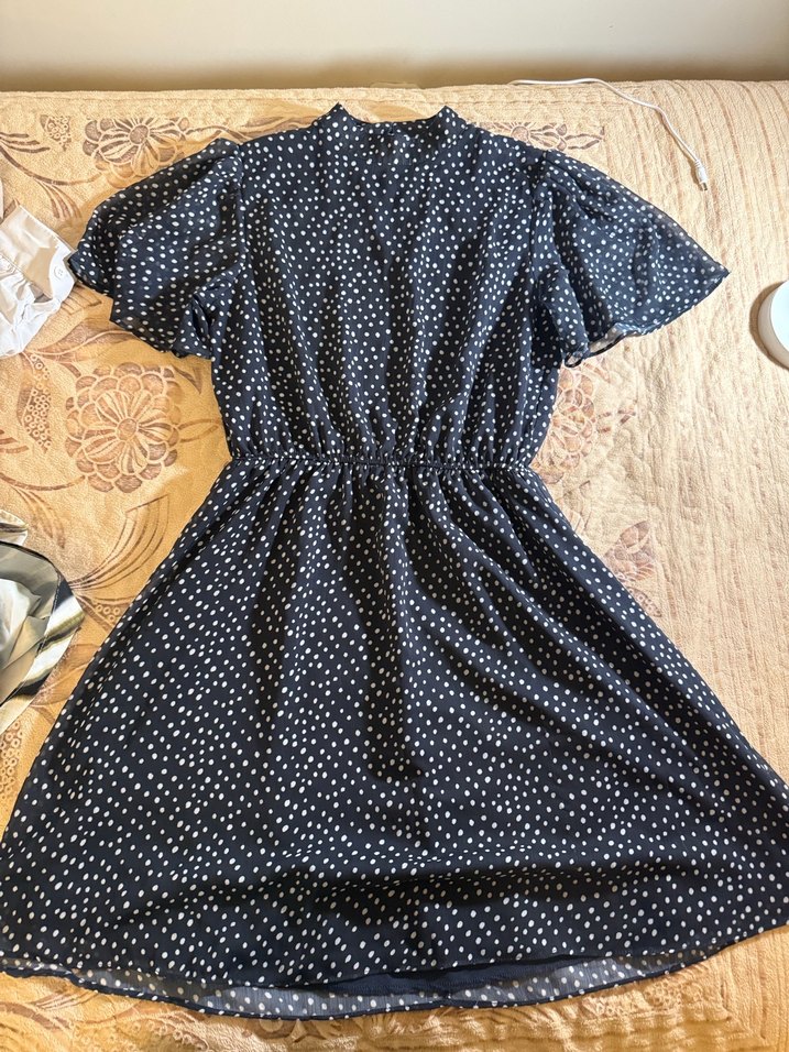 Siyah Puantiyeli Midi Bohem Elbise - Görsel 2