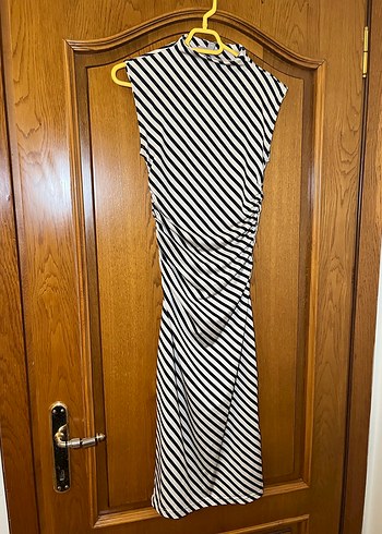 Zebra Desenli Uzun Kollu Kadın Kalem Elbise - Görsel 2