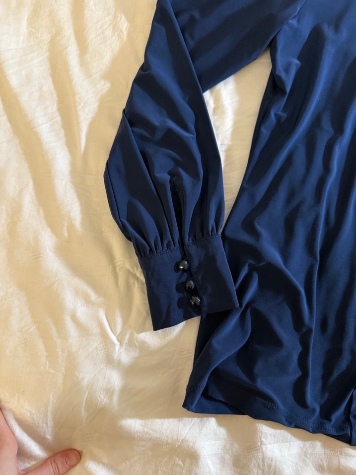 Lacivert Drapeli Hamile Bluzu - Görsel 2