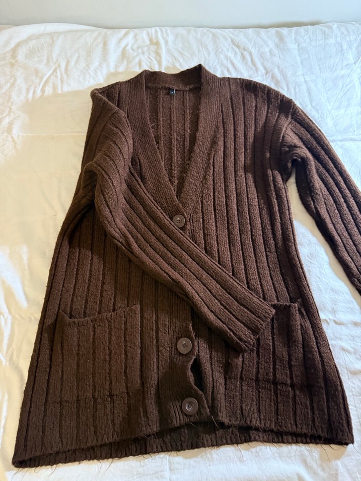 Kadın Kahverengi Örgü Hırka - Görsel 3