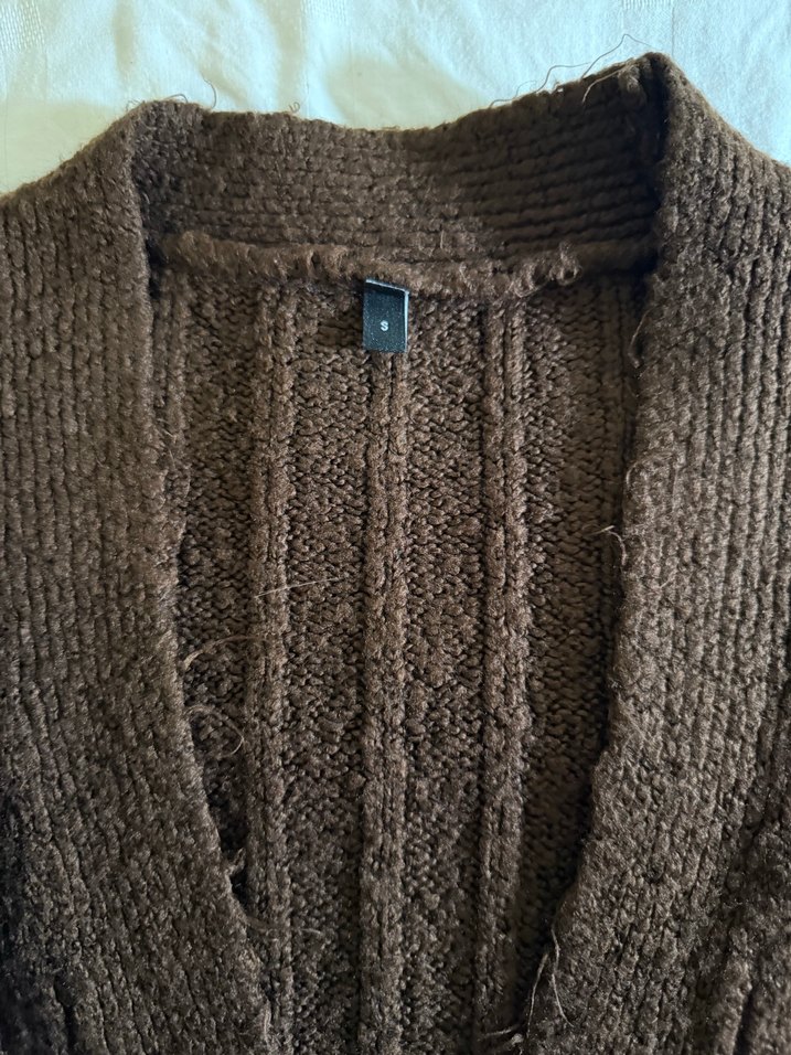 Kadın Kahverengi Örgü Hırka - Görsel 4