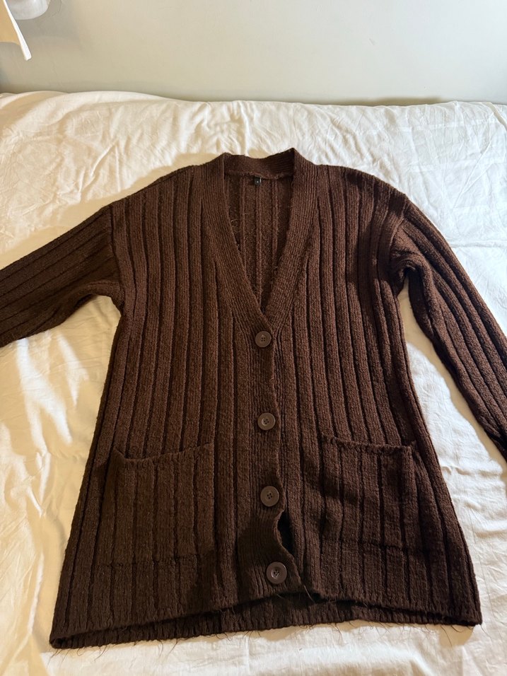 Kadın Kahverengi Örgü Hırka - Görsel 2