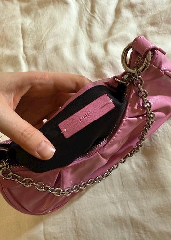 Zincir Detaylı Pembe Deri Kadın Çanta - Görsel 4