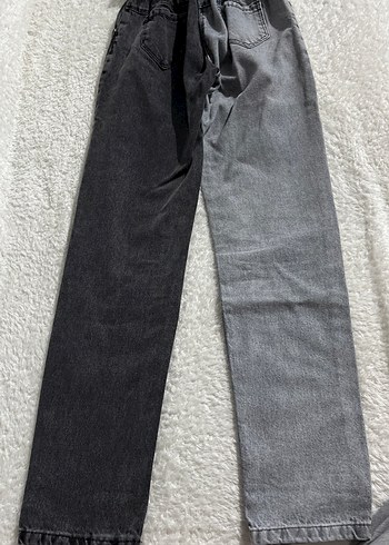 Gri Renkli İki Tonlu Bol Kesim kız çocuk kot Pantolon - Görsel 2