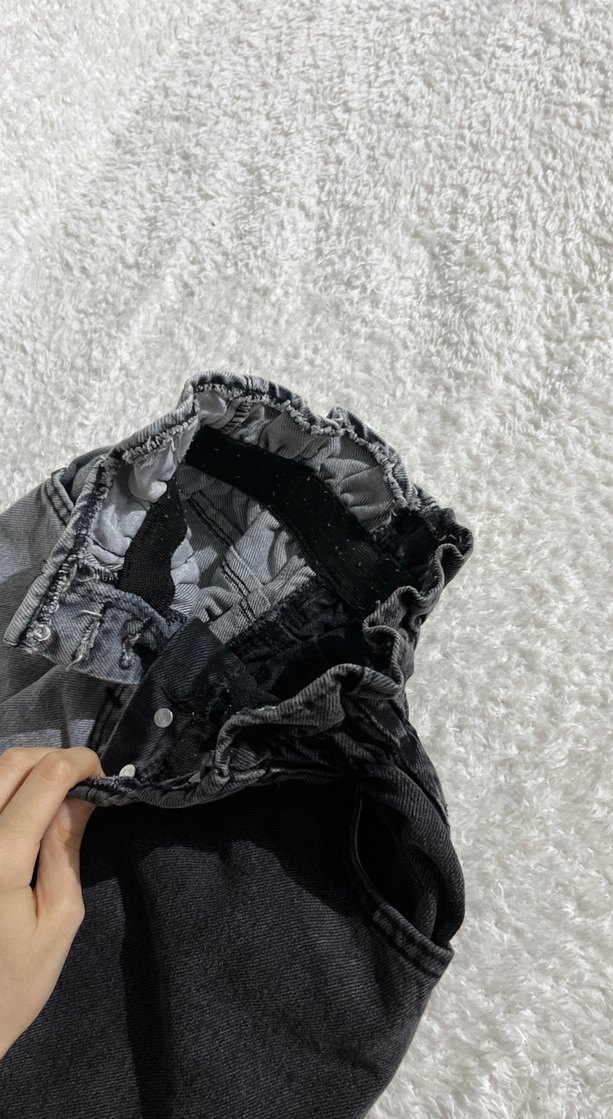 Gri Renkli İki Tonlu Bol Kesim kız çocuk kot Pantolon - Görsel 3