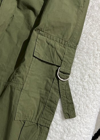 Kadın Yeşil Kemerli Rahat Kumaş Pantolon - Görsel 2