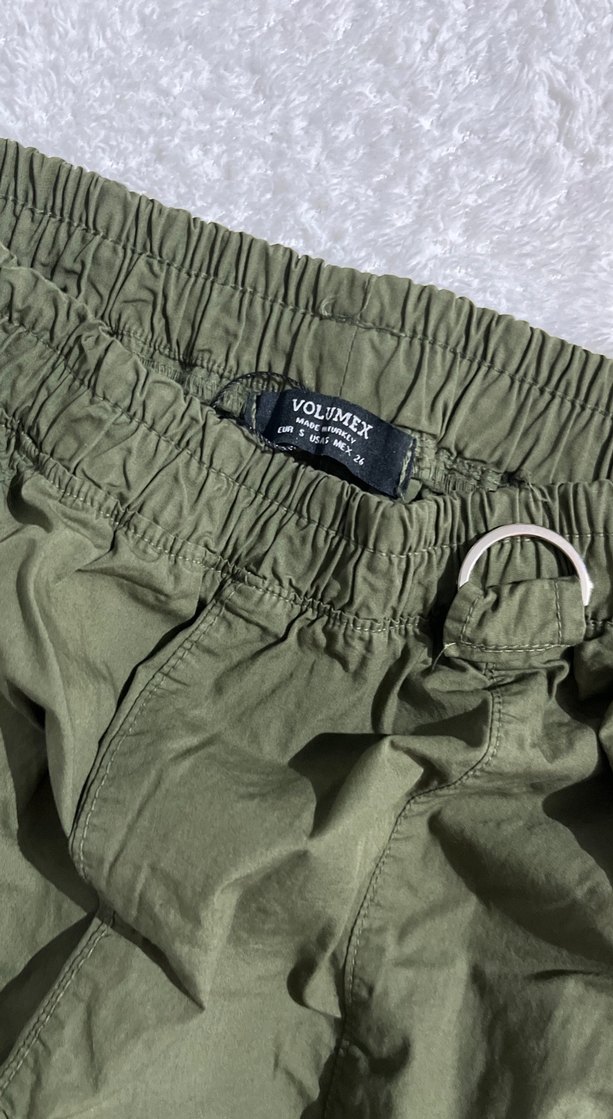 Kadın Yeşil Kemerli Rahat Kumaş Pantolon - Görsel 3